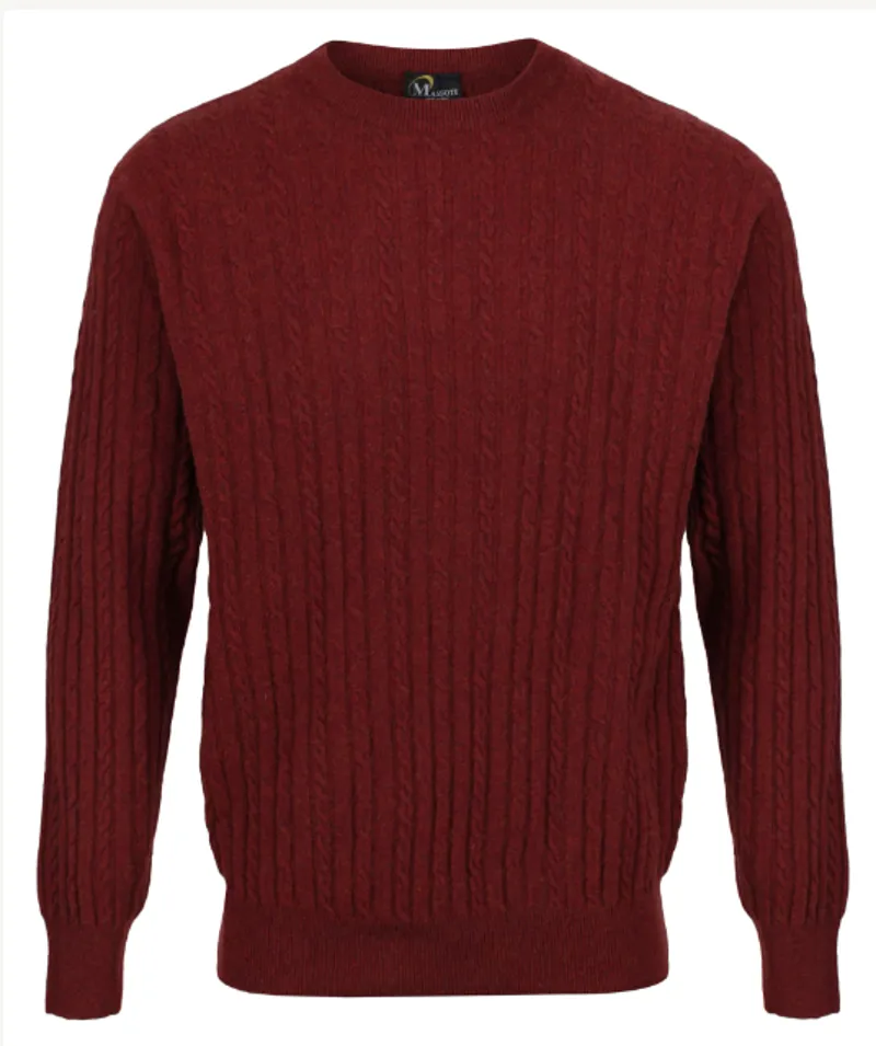 Massoti Lambswool Cable Crew Neck Jumper Sherry L30 